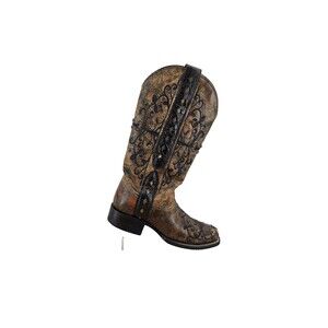CORRAL Women's Distressed Bronze Embroidered Womens  Square Toe R1345  Sz 6.5